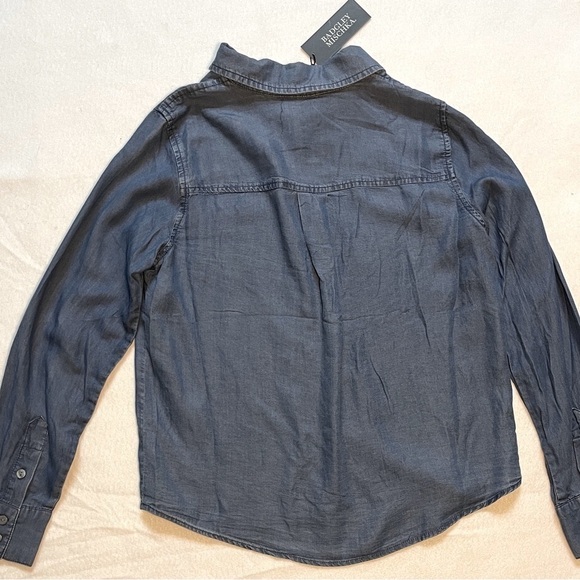 NWT Badgley Mischka Denim Shirt with Rhinestone Pocket | Size S - Picture 3 of 4